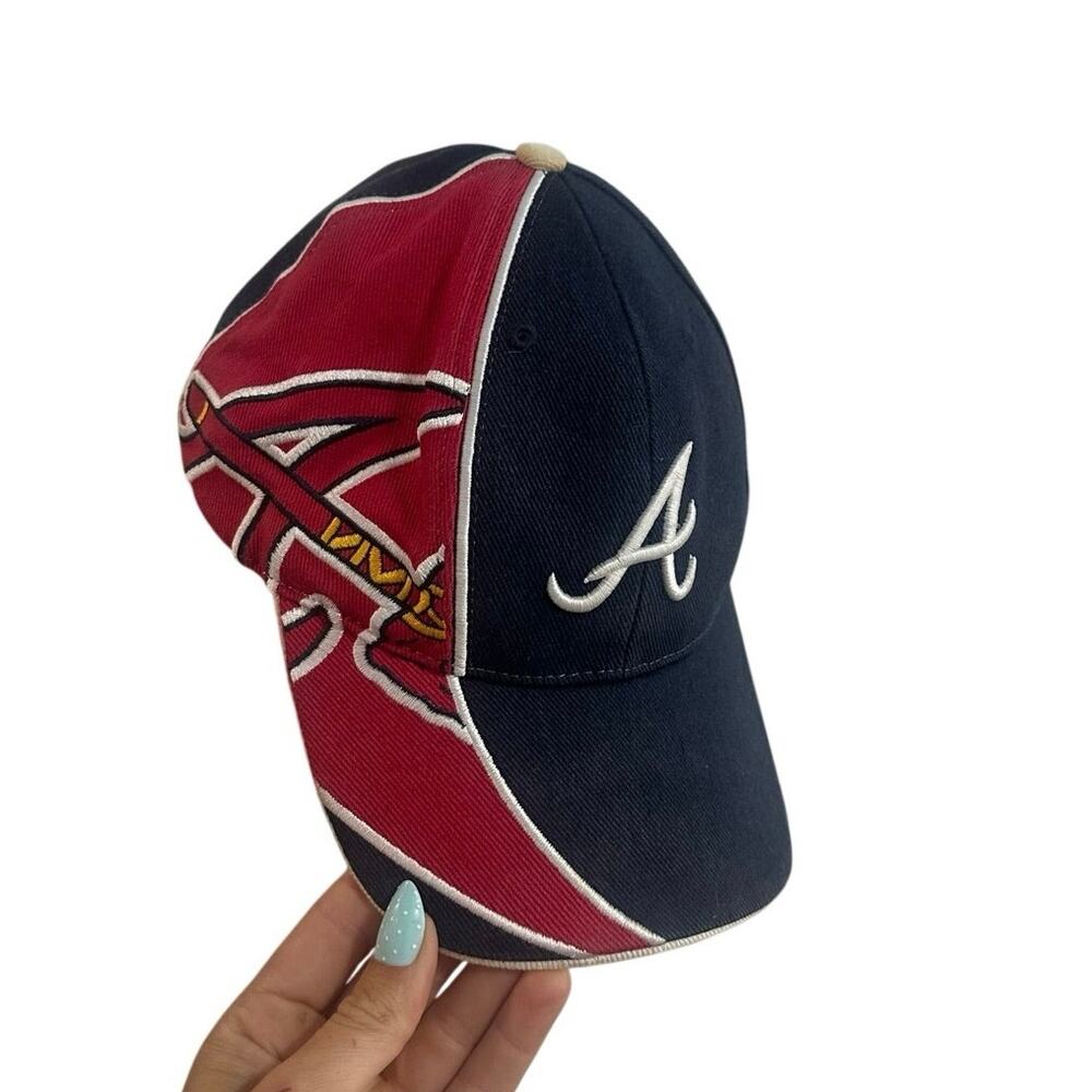 Atlanta Braves 47' Brand Y2K Vintage? Baseball Cap Bold Logo- See Yellowing